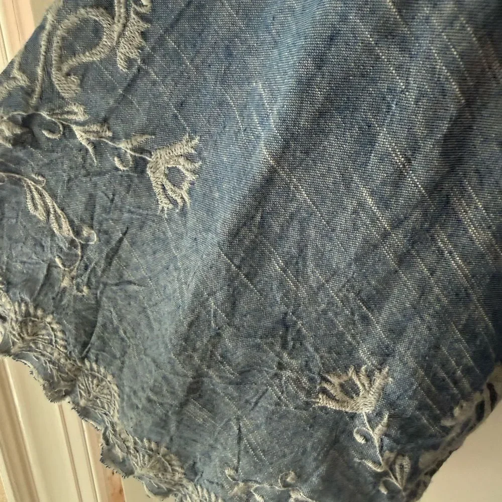 Kyla Seo Caite embroidered light chambray V-neck dress